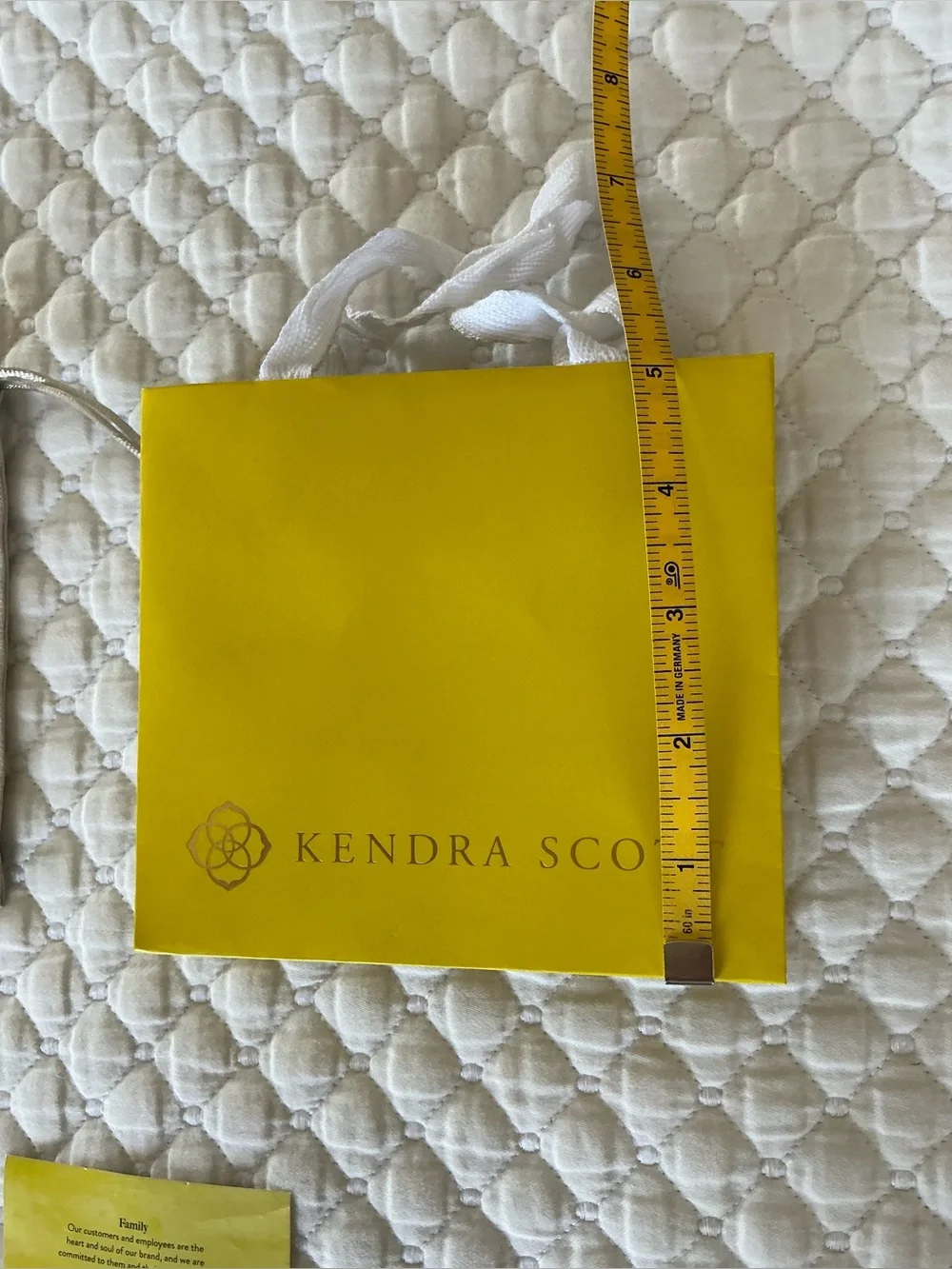Kendra Scott Yellow Gift Bag with Cream Dust Pouch